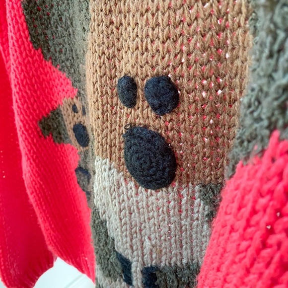 Mi Ki Women's Vintage Red/Brown Mama/Baby Koala Bear Crew Neck Sweater sz M - Picture 3 of 6